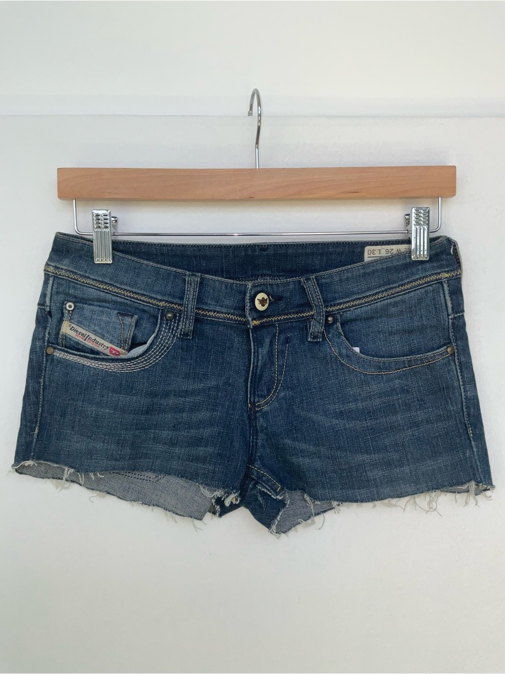 Diesel Micro Denim Frayed Hem Jean Shorts